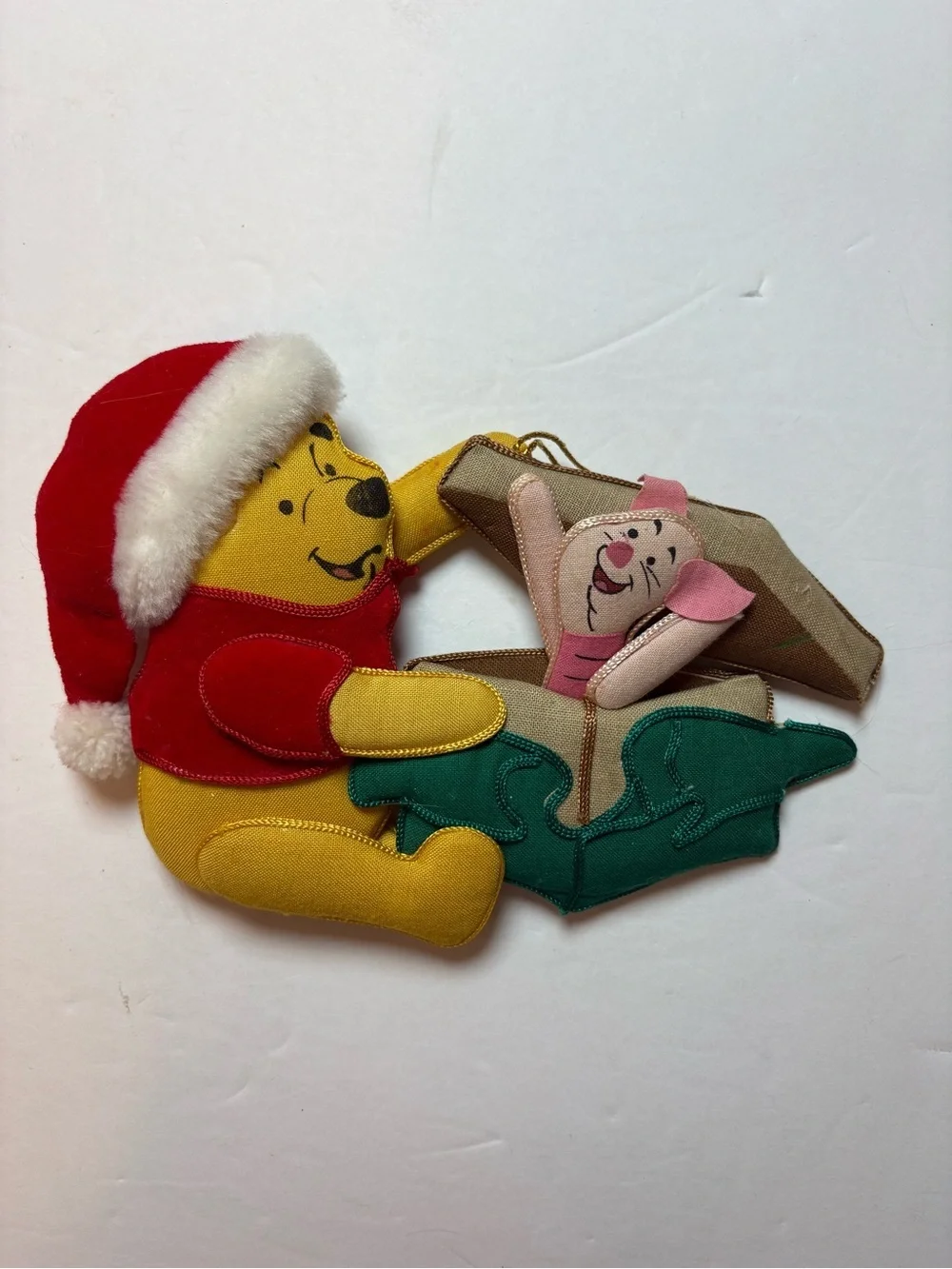 Disney VTG Set Of 2 3D Fabric Ornaments Winnie The Pooh Piglet Eeyore
